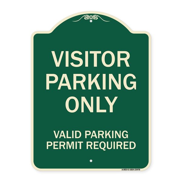 Signmission Parking Area Visitors Parking Valid Parking Permit Required Aluminum Sign, 24" x 18", G-1824-23470 A-DES-G-1824-23470